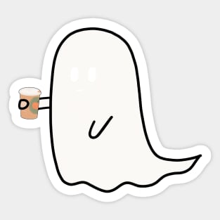 caffeinated little ghost with a to go cup of coffee - cute halloween Sticker